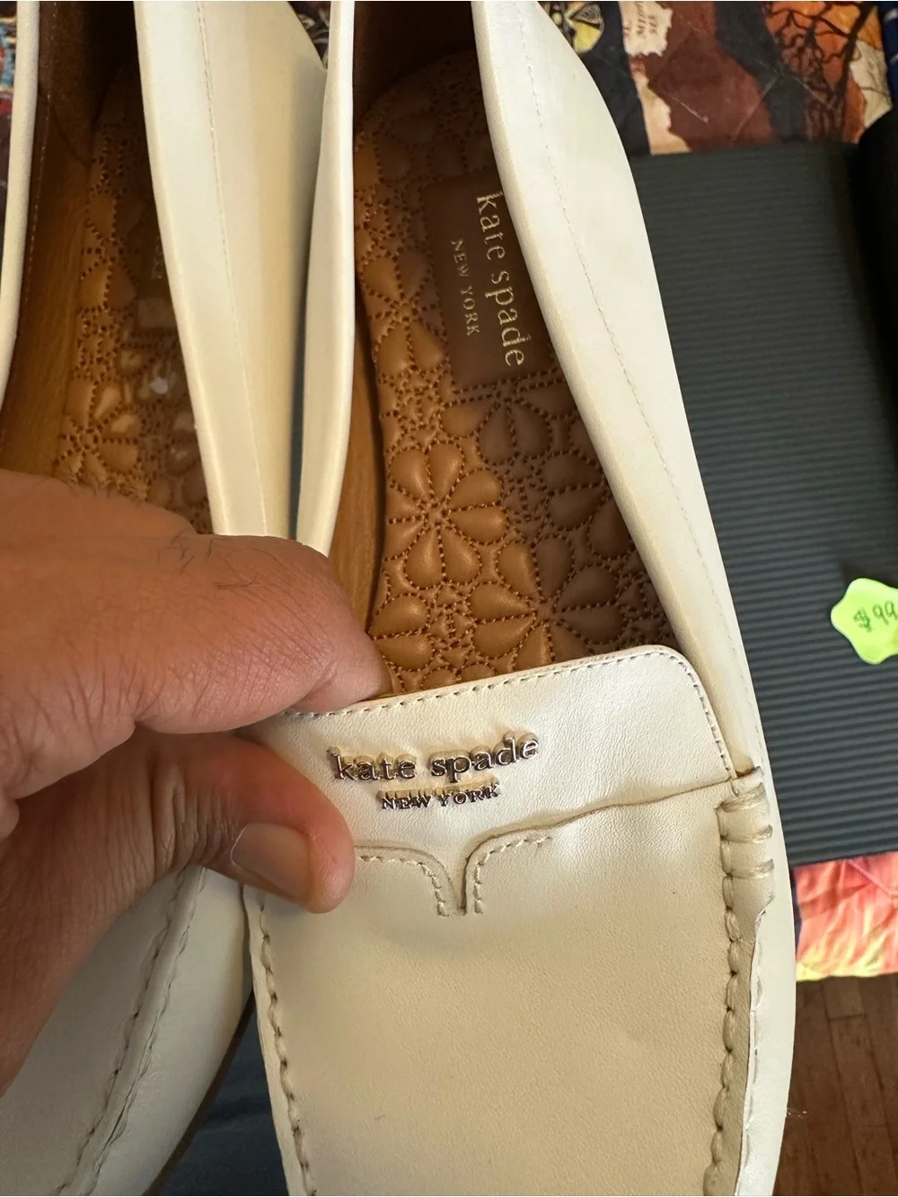 kate spade Cream Leather Penny Loafers